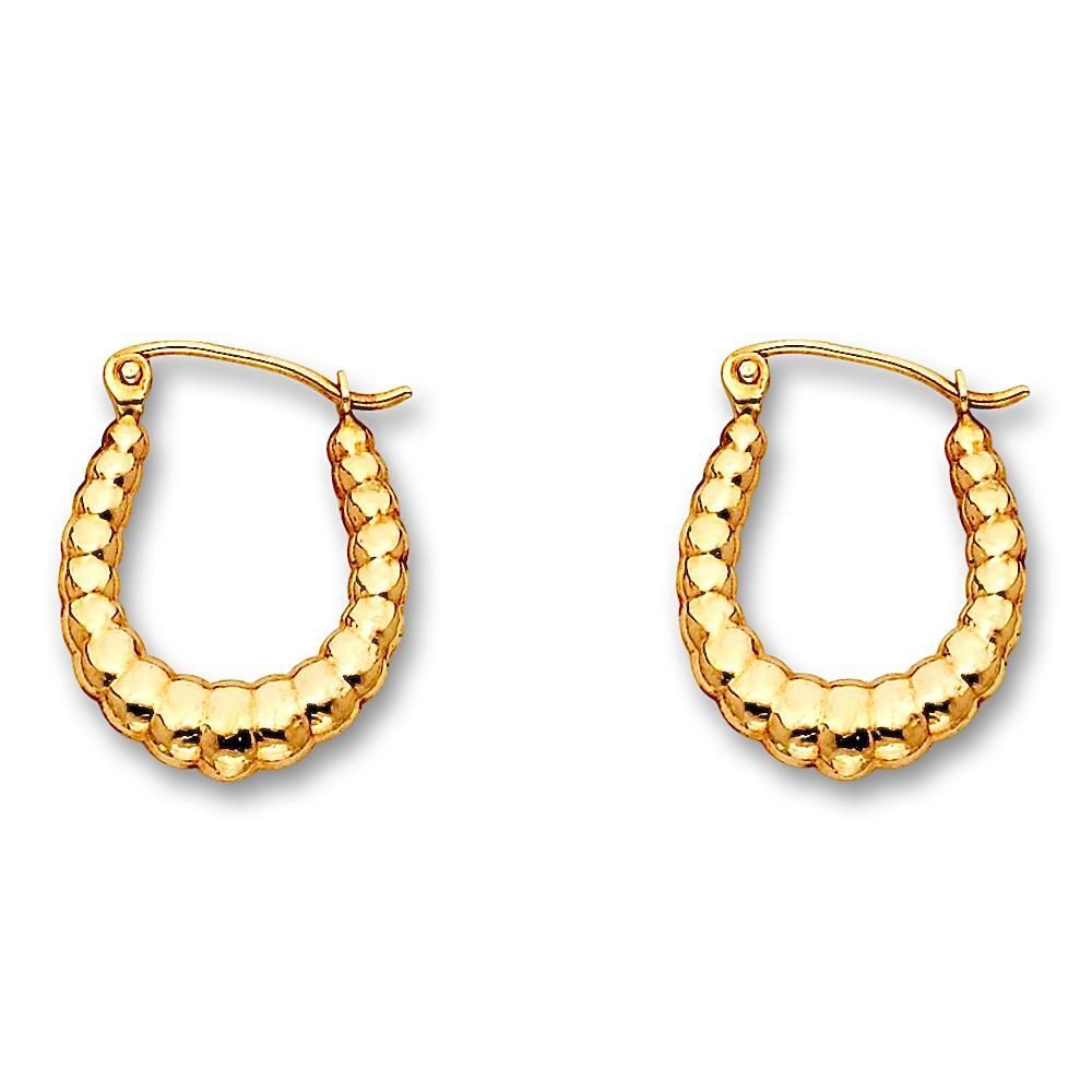 14K Gold Fancy Hoop Earrings | Polished Hollow Hoops By Tehrani Jewelry